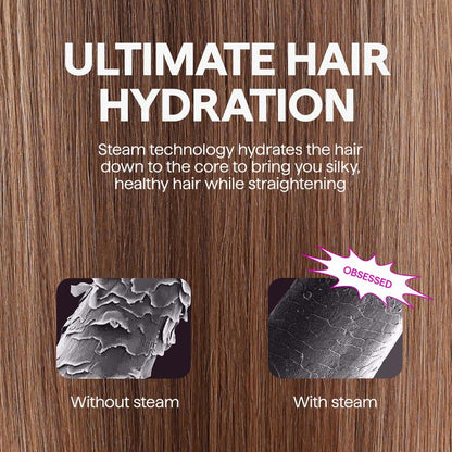 Achieve Sleek, Hydrated Hair Faster with Wavytalk Pro Steam Straightener Brush!